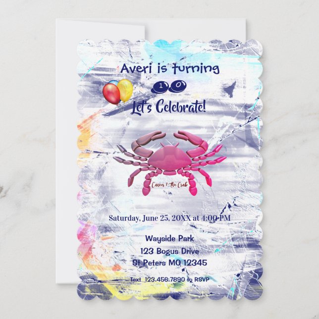 Artful Zodiac Cancer (June 21 – July 22) Birthday Invitation (Front)