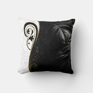 Artfully Black, White Marble, Graphic Cushion