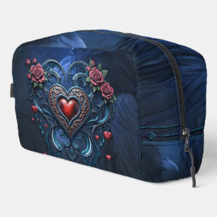 Artfully designed gothic heart dopp kit