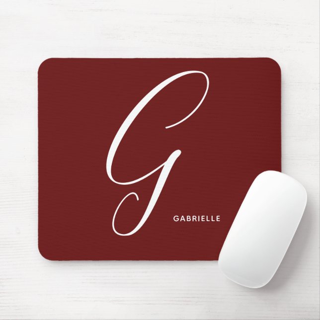 Artfully Monogrammed Script Letter G Burnt Umber Mouse Pad (With Mouse)
