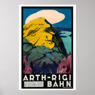 Arth Rigi Railway Switzerland Vintage Travel Poster