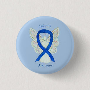 Arthritis Awareness Blue Ribbon Angel Custom Pin