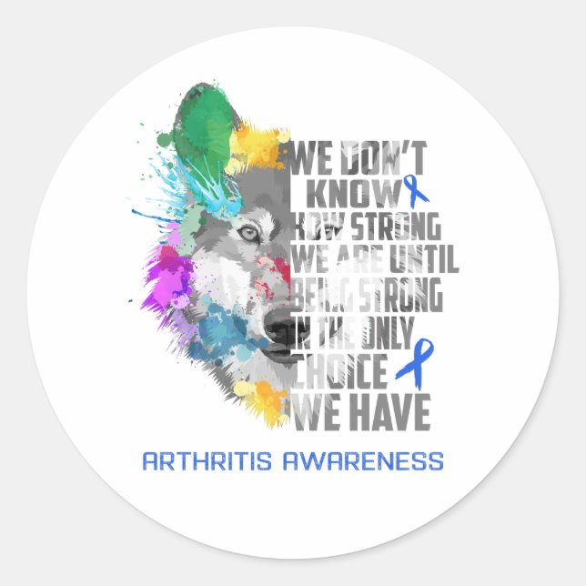 Arthritis Awareness Ribbon Support Gifts Classic Round Sticker (Front)