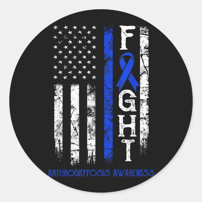 Arthrogryposis Warrior Us Flag Classic Round Sticker (Front)