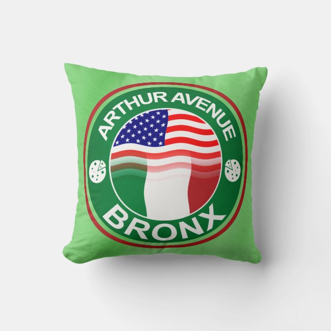 Arthur Ave Bronx Italian American Throw Pillow (Front)
