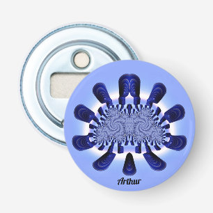 ARTHUR ~ CUTE! Shades Blue and White 3D Fractal ~ Bottle Opener