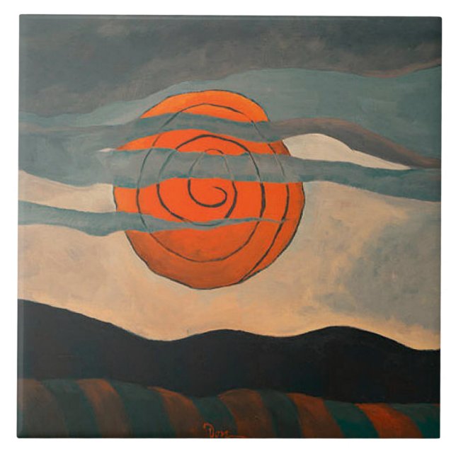 Arthur Dove painting, Red Sun, Ceramic Tile (Front)