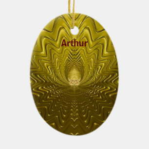 ARTHUR ~ EASTER EGG ~ FRACTAL Gold Ripples ~ Ceramic Ornament