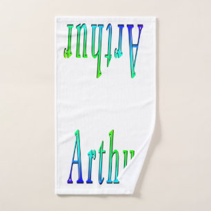 Arthur Name In Green And Blue, Hand Towel