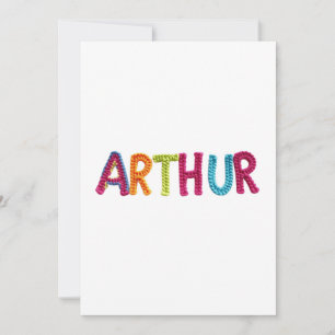 ARTHUR Name in Vibrant Crochet Pattern Invitation