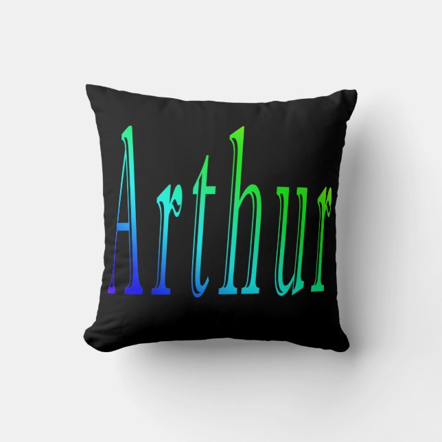 Arthur, Name, Logo, Black Throw Cushion. Cushion (Front)