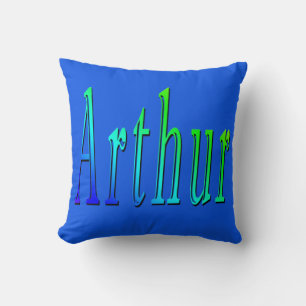 Arthur, Name, Logo, Blue Throw Cushion. Cushion