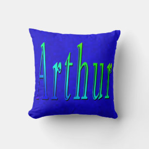 Arthur Name Logo On Blue Mosaic, Cushion