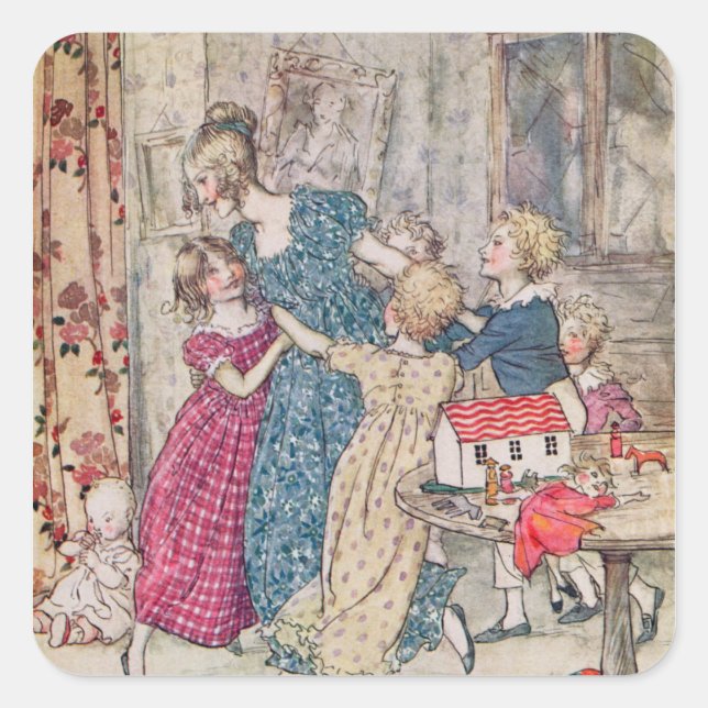 Arthur Rackham | A flushed and boisterous group Square Sticker (Front)