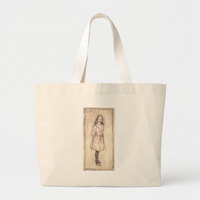 Arthur Rackham Alice In Wonderland Large Tote Bag (Front)