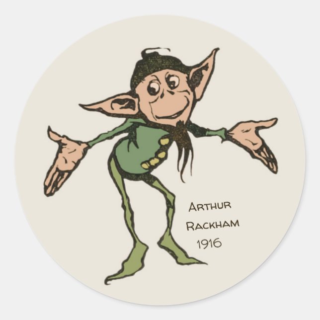 Arthur Rackham Gnome (colour) Brothers Grimm CC099 Classic Round Sticker (Front)