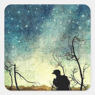 Arthur Rackham Illustration Comus Starry Night Square Sticker