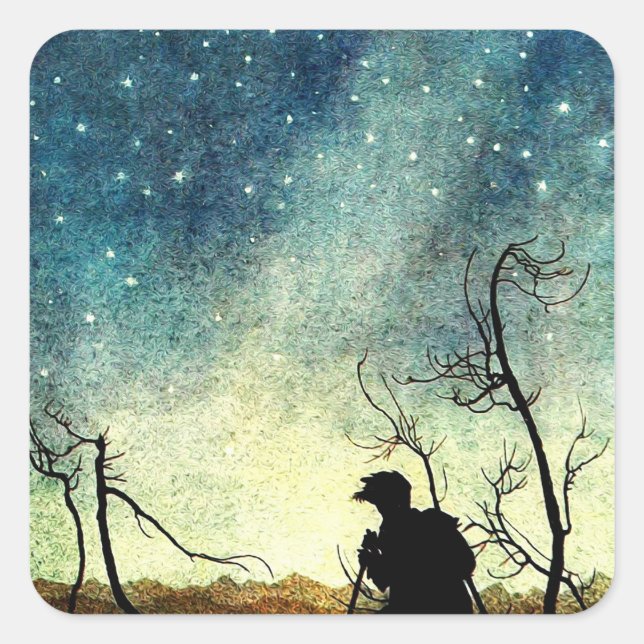 Arthur Rackham Illustration Comus Starry Night  Square Sticker (Front)
