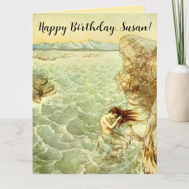 Arthur Rackham Illustration Nymph on a Rock Card (Front)