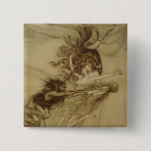 Arthur Rackham   The Rhinemaidens teasing Alberich 15 Cm Square Badge