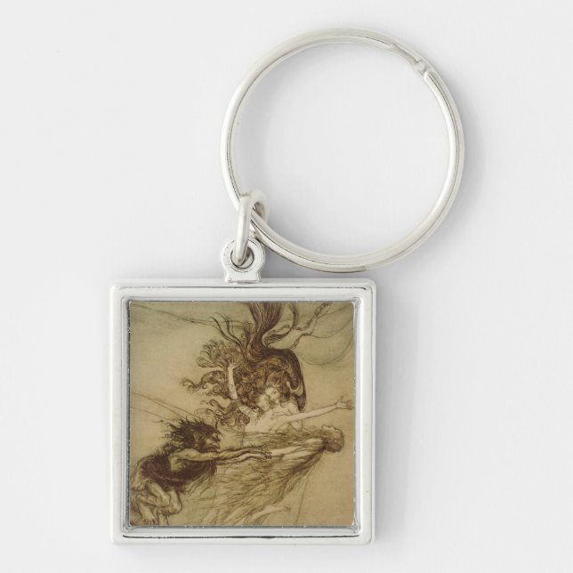 Arthur Rackham | The Rhinemaidens teasing Alberich Key Ring (Front)