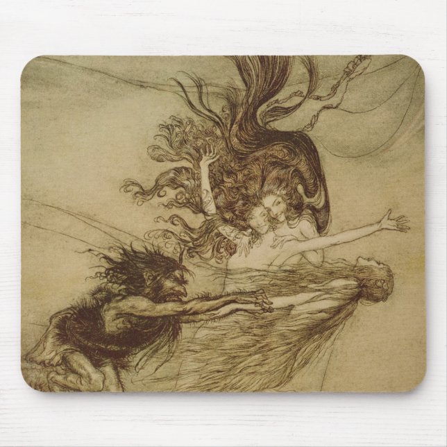 Arthur Rackham | The Rhinemaidens teasing Alberich Mouse Pad (Front)