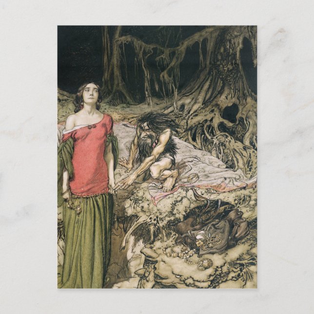 Arthur Rackham | The Wooing of Grimhilde, the moth Postcard (Front)