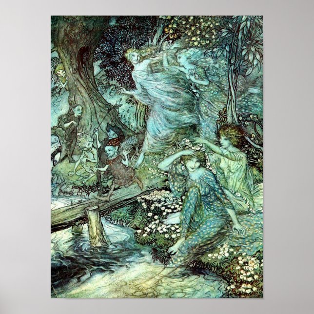 Arthur Rackham's Faeries, blue Poster (Front)