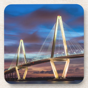 Arthur Ravenel Bridge At Night Coaster