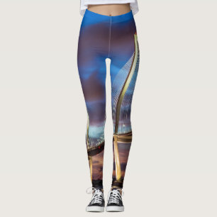 Arthur Ravenel Bridge At Night Leggings