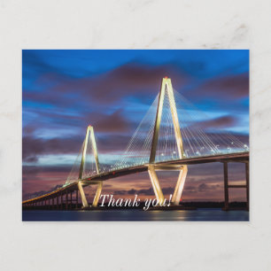 Arthur Ravenel Bridge At Night Postcard