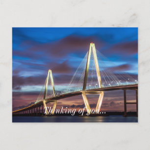 Arthur Ravenel Bridge At Night Postcard
