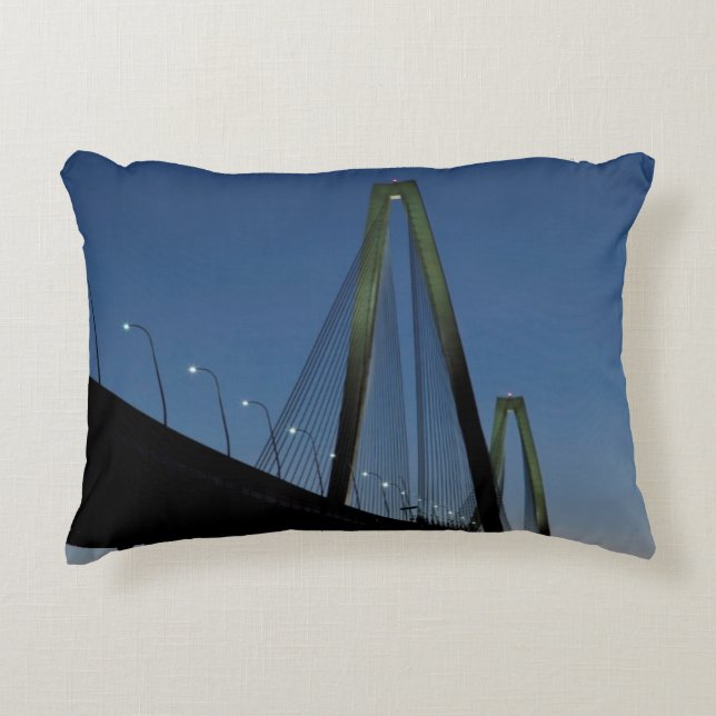 Arthur Ravenel Jr. Bridge at Dusk Decorative Cushion (Front)