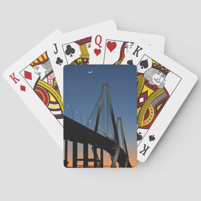 Arthur Ravenel Jr. Bridge at Dusk Playing Cards (Back)
