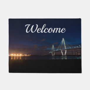 Arthur Ravenel Night Pano Welcome Doormat