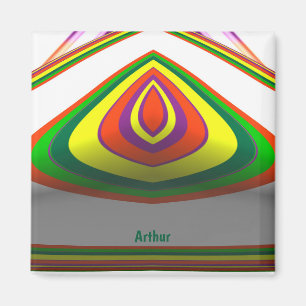 ARTHUR ~ SQUARE EYE 3D Fractal Green Yellow ~  Magnet