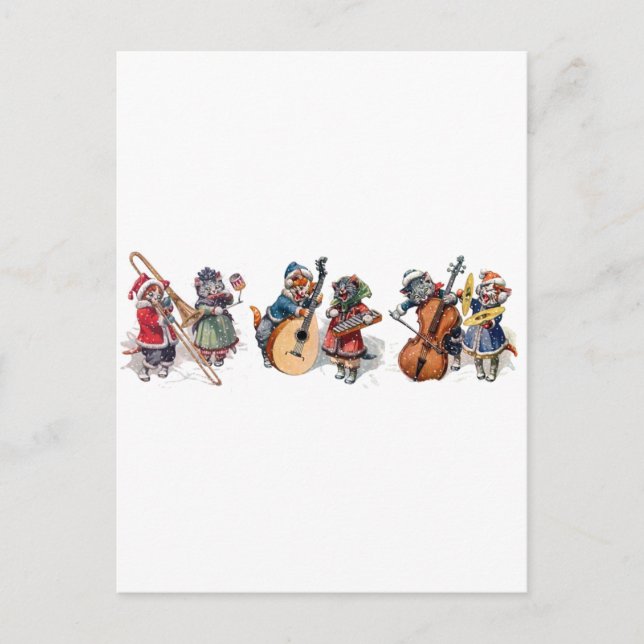 Arthur Thiele - Cat Orchestra in the Snow Postcard (Front)