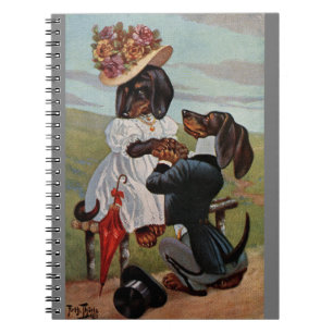 Arthur Thiele Dachshund Proposing Spiral Notebook