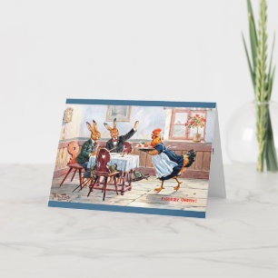 Arthur Thiele Easter Card - Bunnies Dine at Cafe