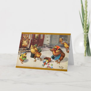 Arthur Thiele Easter Card - Chicks Catching Train