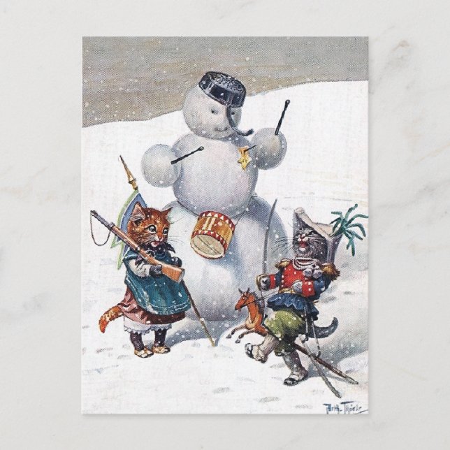 Arthur Thiele - Kittens and the Snowman Postcard (Front)