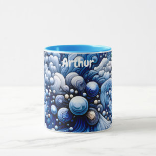 ARTHUR ~ Zany Bubbles 3D ~ Blues ~ Mug