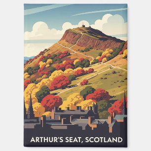 Arthur's Seat Edinburgh Scotland Vintage Travel Magnet