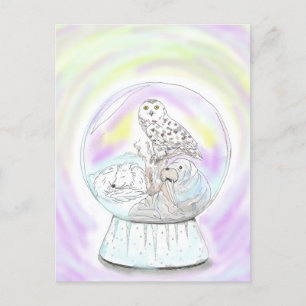 Artic Animals Snow Globe Postcard