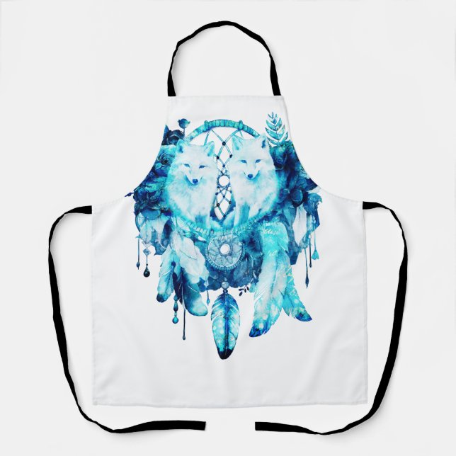 Artic Fox Dreamcatcher Ice Blue Floral Apron (Front)