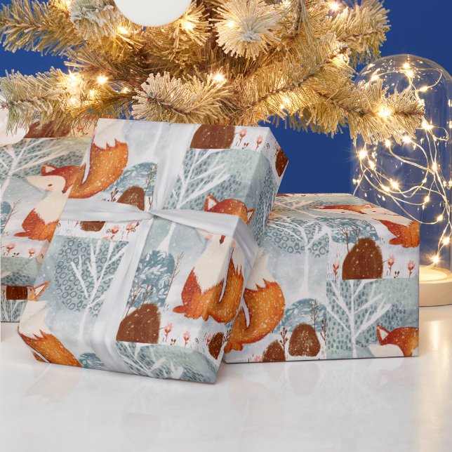 Artic Fox Winter Scene Wrapping Paper (Holidays)