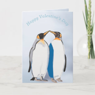 Artic King Penguin Valentines Holiday Card