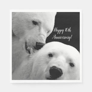 Artic Polar Bear Couple Love Tenderness Passion Napkin