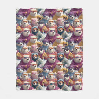 Artic Polar Bears Ski Club Fleece Blanket