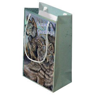 Artic Wolves~ Season's Greetings Small Gift Bag